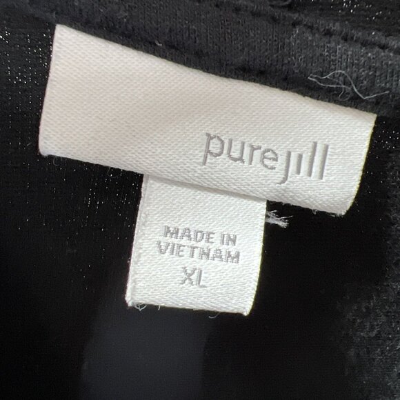 J Jill PureJill Women's Crossover Top XL Cowlneck Solid Black Button Long Sleeve - Picture 4 of 9